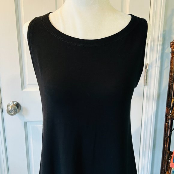 Eileen Fisher Sleeveless Asymmetrical Midi Dress in Black (size S) - Picture 4 of 12